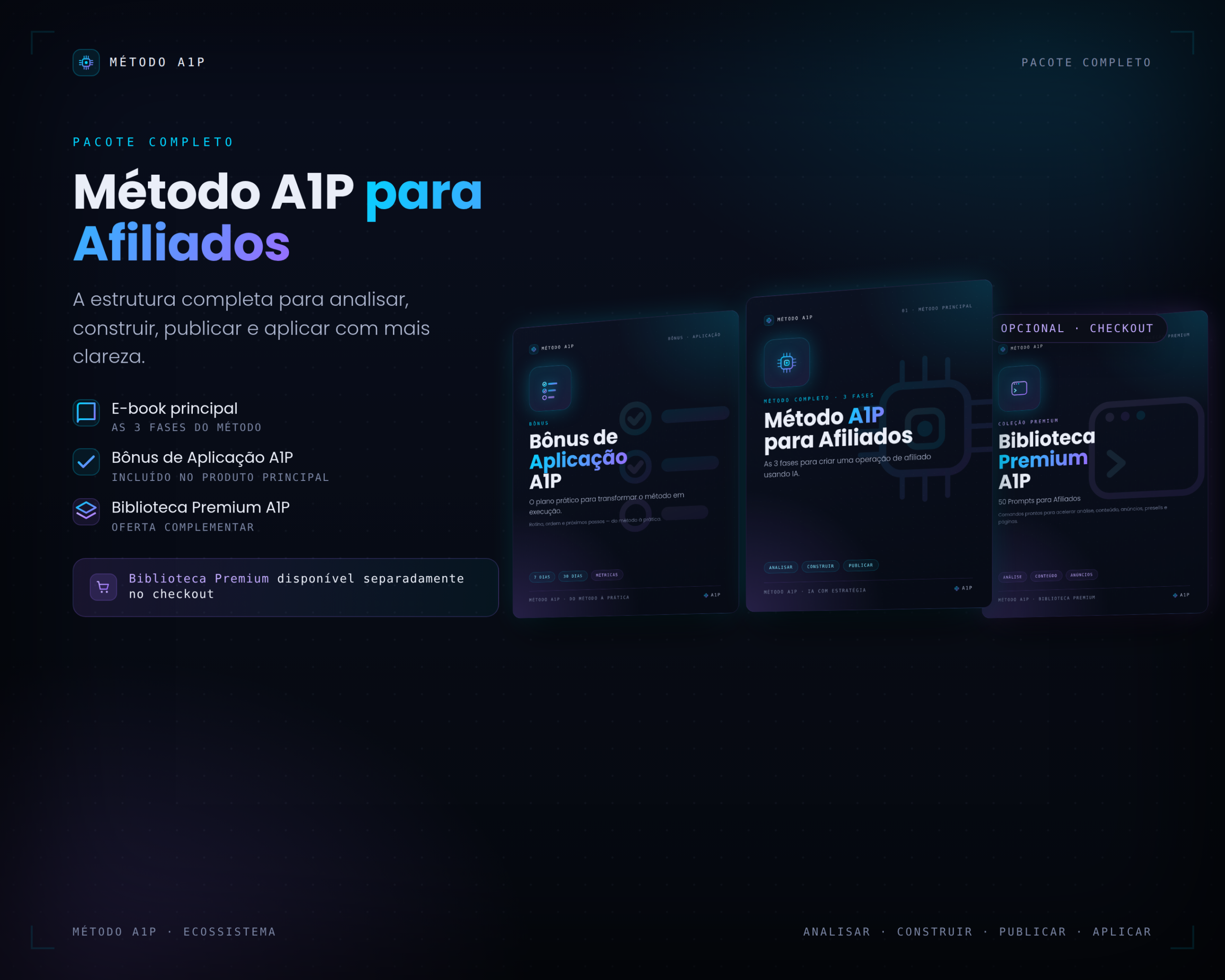 Ecossistema Método A1P com Biblioteca Premium apresentada como oferta complementar