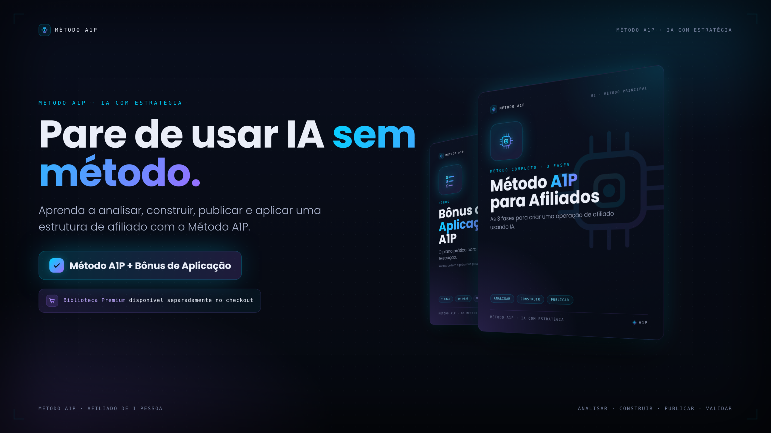 Método A1P para Afiliados com Bônus de Aplicação e Biblioteca Premium opcional no checkout
